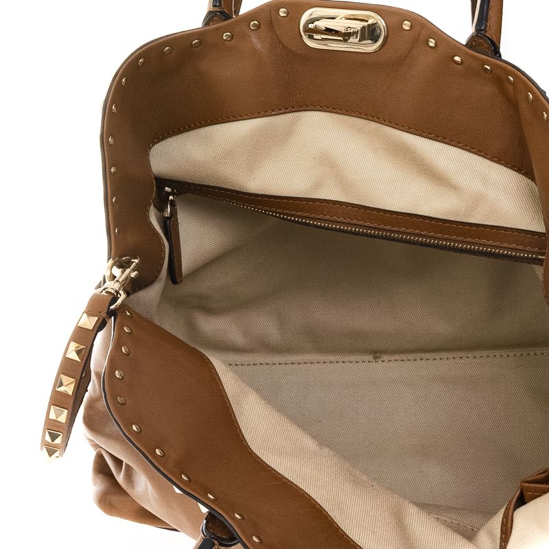 Bolsa-Valentino-Rockstud-Tote-Couro-Caramelo