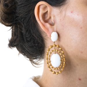 Brinco Carla Amorim Ouro e Ágata Branca