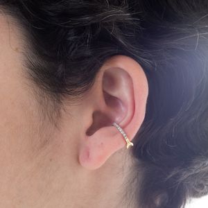 Piercing Fake Ouro Amarelo com Brilhantes