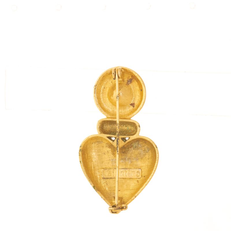 Broche-Vintage-Valentino-Coracao-Dourado-com-Meio-Circulo-Perolado