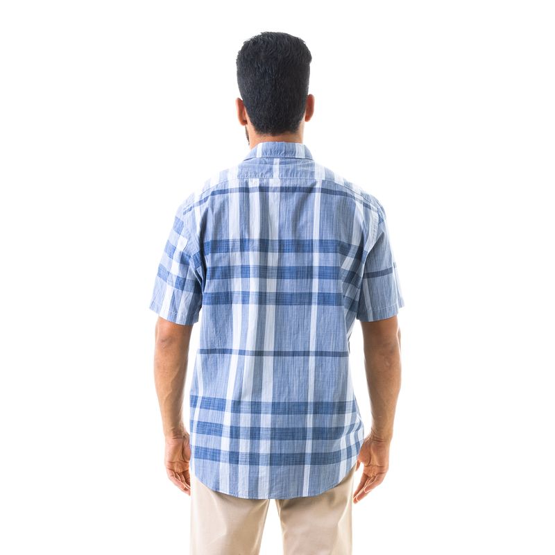 66296-Camisa-Burberry-Quadriculada-Azul-Manga-Curta-verso
