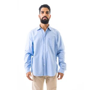 Camisa Burberry Azul Claro Lisa Manga Longa