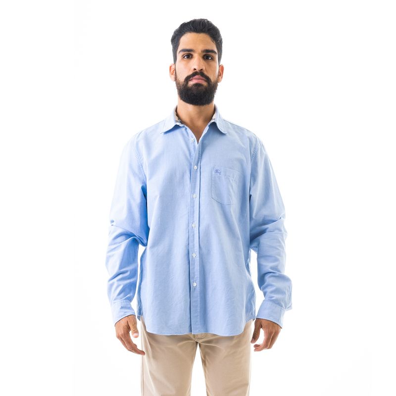 66297-Camisa-Burberry-Azul-Claro-Lisa-Manga-Longa-1