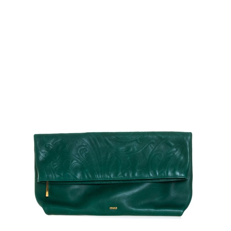 Clutch-Emilio-Pucci-Couro-Verde