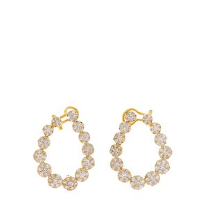Brinco Argola Médio Ouro Amarelo e Brilhantes