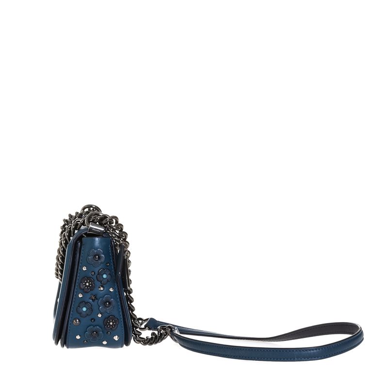 Bolsa-Coach-Flores-Couro-Azul