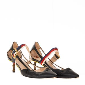 Scarpin Gucci Preto Faixa Web Salto Bambu