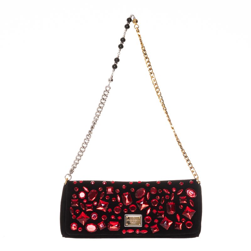 Clutch-Dolce---Gabbana-Preta-Aplicacoes-Vermelhas