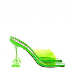 Sandália Amina Muaddi Slide Lupita Glass Verde Neon