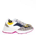 Tenis-Gucci-GG-Rhyton-Canvas-e-Nylon-Bege-Branco-e-Azul