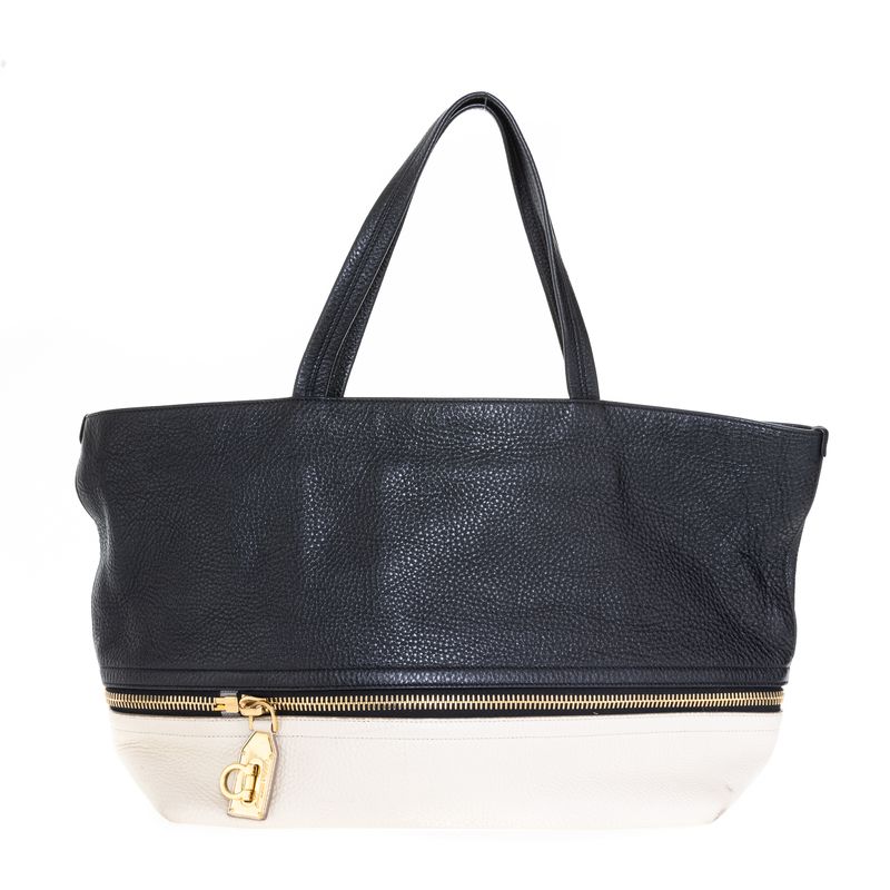 Bolsa-Salvatore-Ferragamo-Tote-Extensivel-Couro-Preto-Branco-e-Vermelho