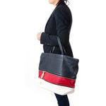 Bolsa-Salvatore-Ferragamo-Tote-Extensivel-Couro-Preto-Branco-e-Vermelho