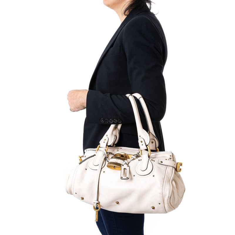 Bolsa-Chloe-Paddington-Padlock-Creme