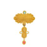 Broche-Vintage-Fendi-Dourado-Acetato-Azul-Verde-e-Vermelho