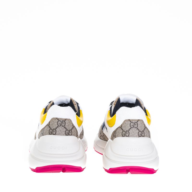 Tenis-Gucci-GG-Rhyton-Canvas-e-Nylon-Bege-Branco-e-Azul