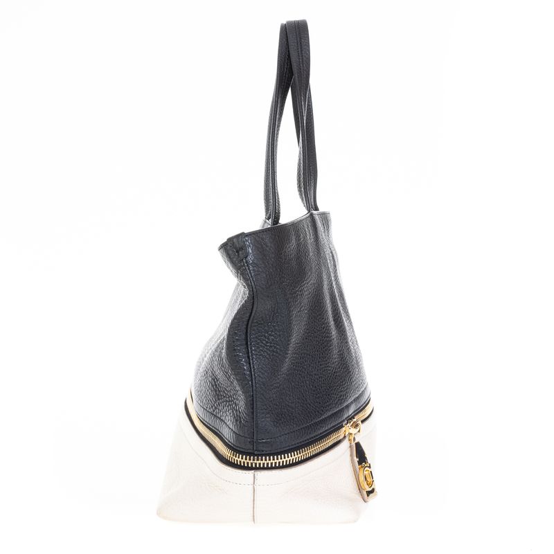 Bolsa-Salvatore-Ferragamo-Tote-Extensivel-Couro-Preto-Branco-e-Vermelho