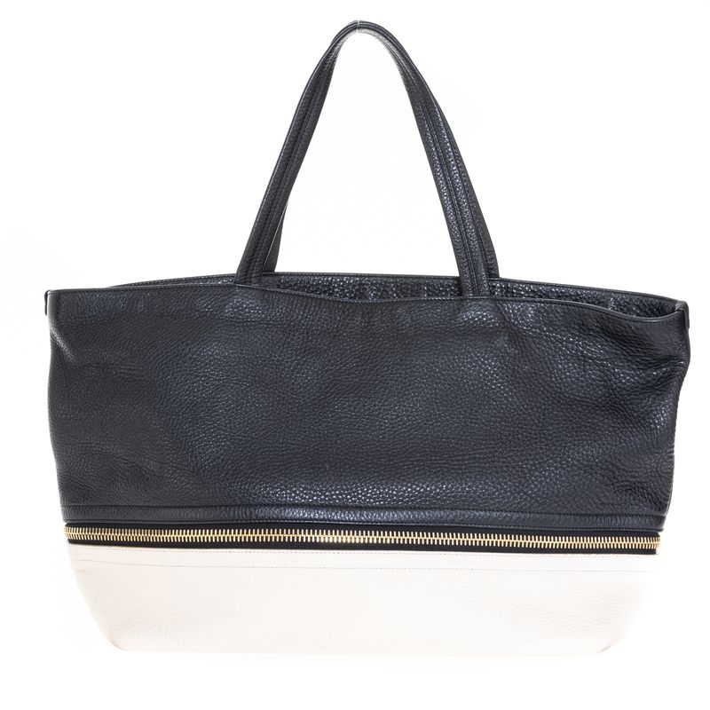 Bolsa-Salvatore-Ferragamo-Tote-Extensivel-Couro-Preto-Branco-e-Vermelho