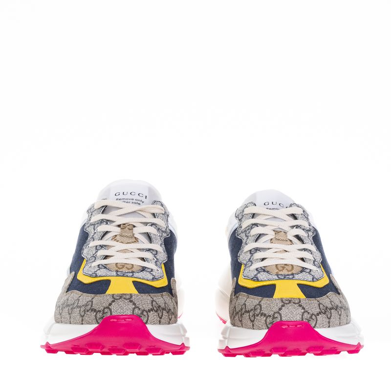 Tenis-Gucci-GG-Rhyton-Canvas-e-Nylon-Bege-Branco-e-Azul
