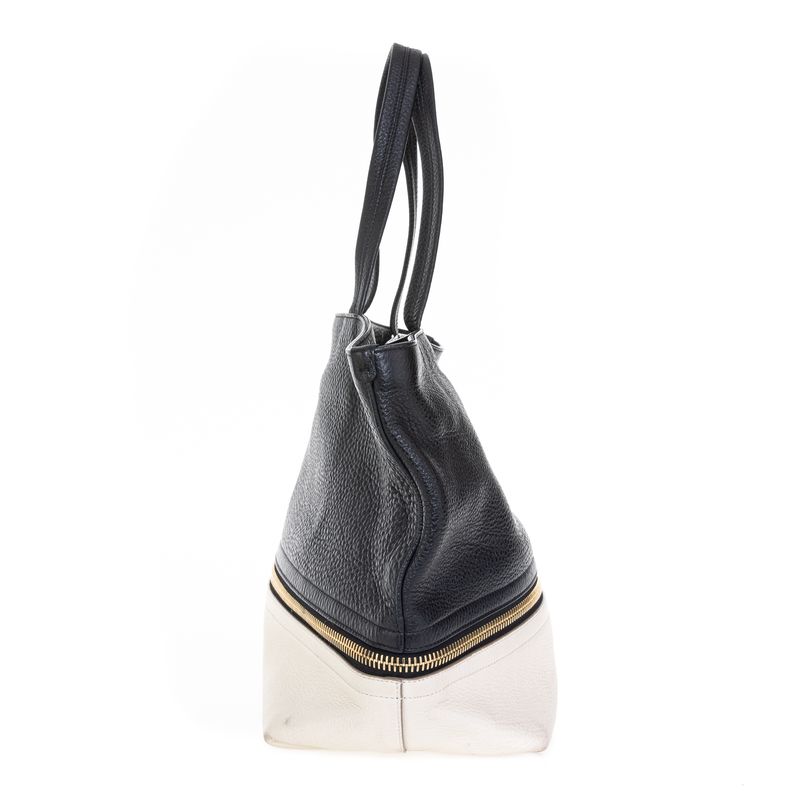 Bolsa-Salvatore-Ferragamo-Tote-Extensivel-Couro-Preto-Branco-e-Vermelho