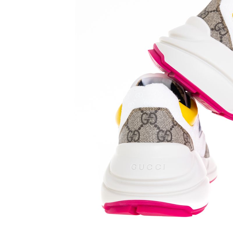 Tenis-Gucci-GG-Rhyton-Canvas-e-Nylon-Bege-Branco-e-Azul