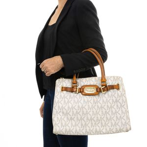 Bolsa Michael Kors Monograma Branco e Caramelo