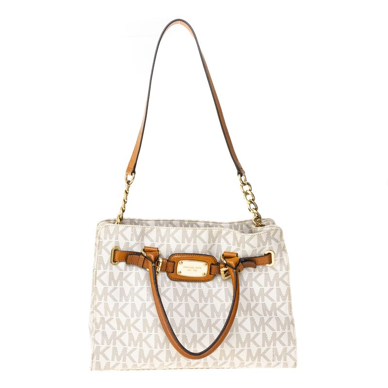 Bolsa-Michael-Kors-Monograma-Branco-e-Caramelo