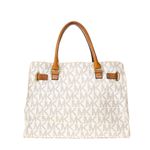 Bolsa-Michael-Kors-Monograma-Branco-e-Caramelo