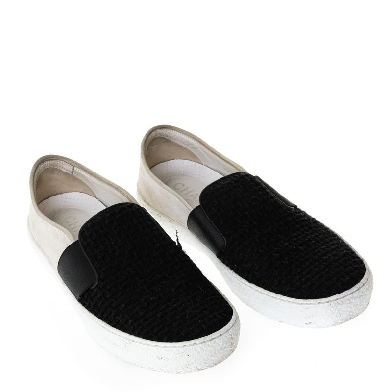 67033-Tenis-Chanel-Tweed-Preto-e-Camurca-Bege-verso