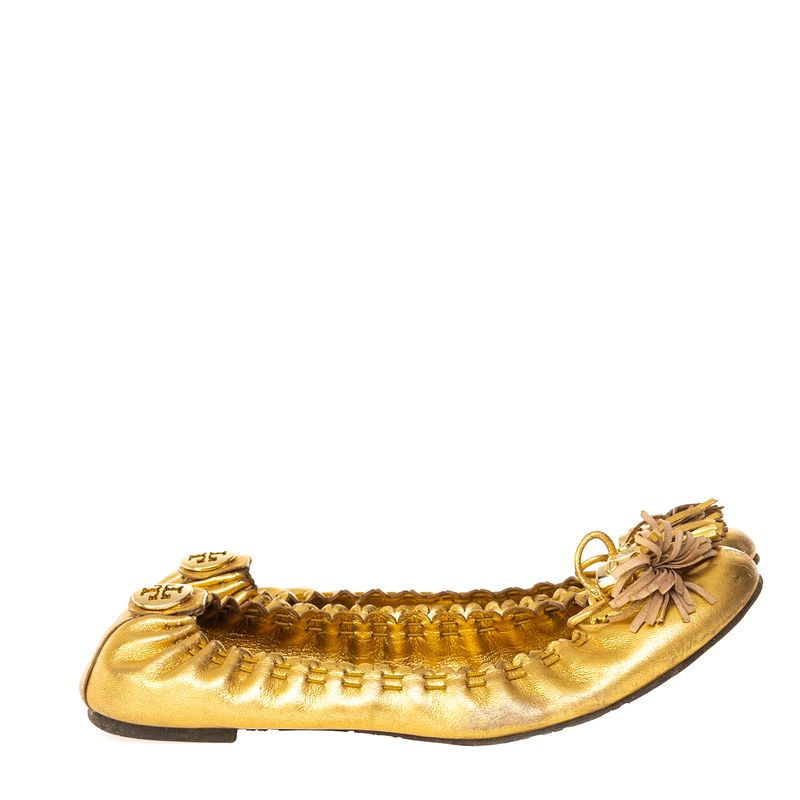 Sapatilha-Tory-Burch-Tassel-Couro-Dourada