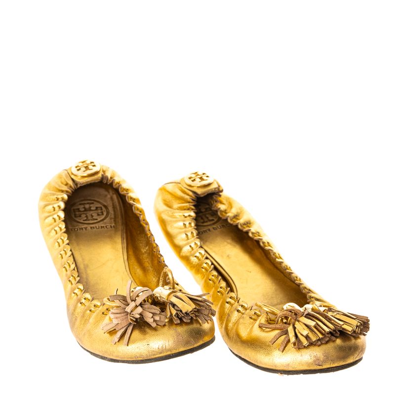 Sapatilha-Tory-Burch-Tassel-Couro-Dourada