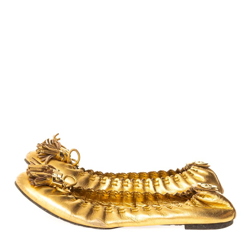 Sapatilha-Tory-Burch-Tassel-Couro-Dourada