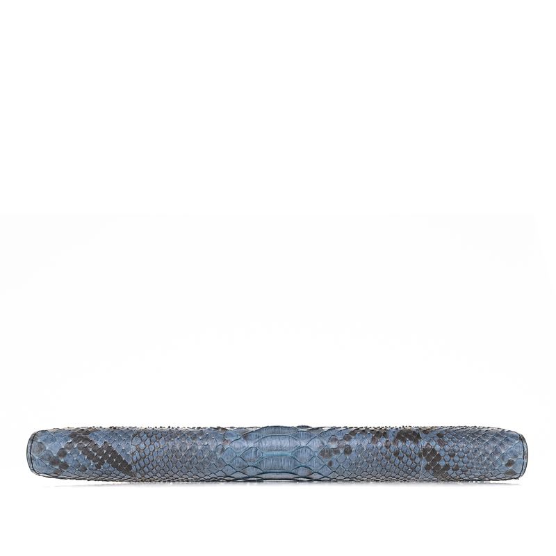 Clutch-Celine-Diamond-Couro-Preto-Branco-e-Phyton-Azul