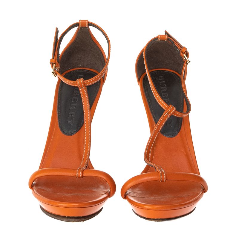 Sandalia-Burberry-House-Check-e-Couro-Laranja