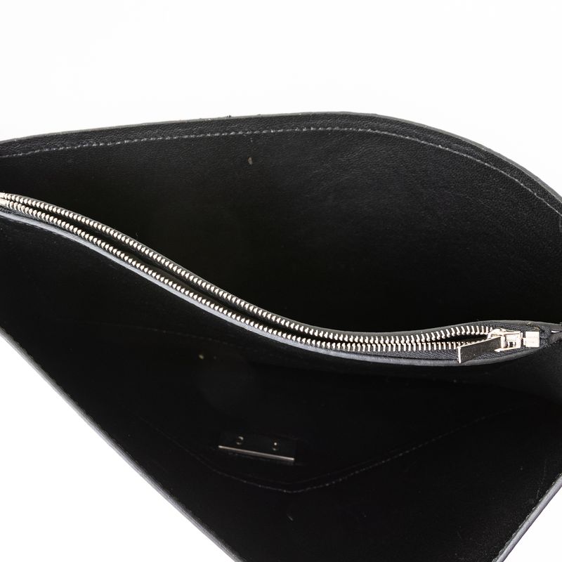Clutch-Celine-Diamond-Couro-Preto-Branco-e-Phyton-Azul