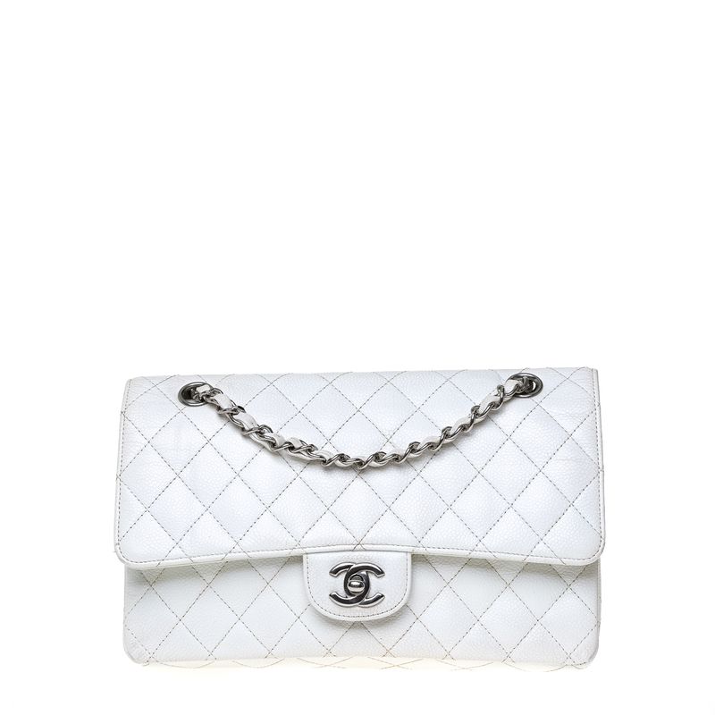 Bolsa-Chanel-Classica-Double-Flap-Caviar-Branco