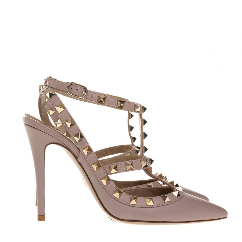 Scarpin-Valentino-Rockstud-Couro-Bege