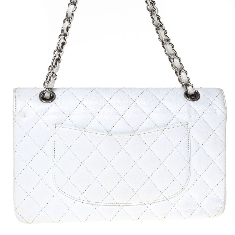 Bolsa-Chanel-Classica-Double-Flap-Caviar-Branco