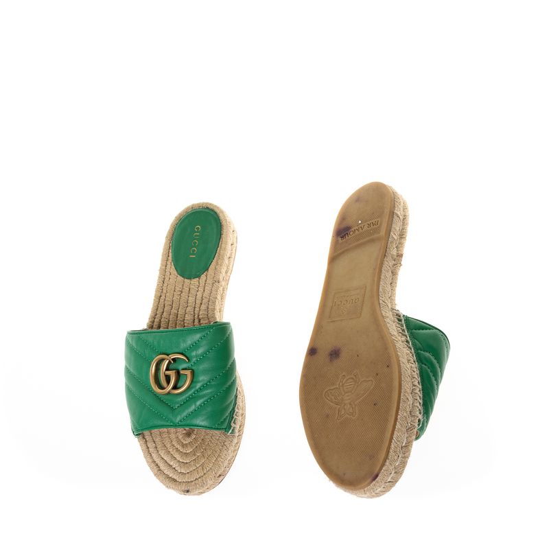 Espadrille-Slide-Gucci-GG-Marmont-Verde