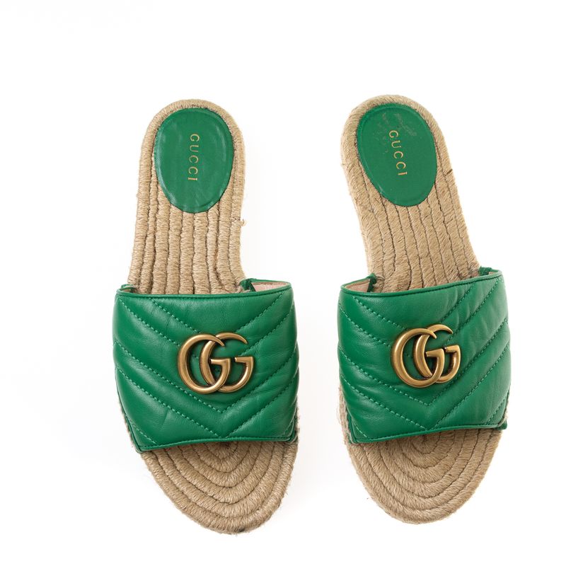 Espadrille-Slide-Gucci-GG-Marmont-Verde
