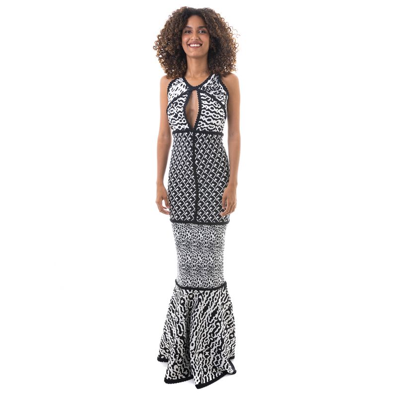 Vestido-Lollita-Longo-Bandagem-Preto-e-Branco