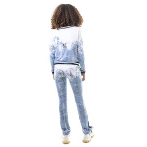 Conjunto Roberto Cavalli Branco e Azul Cobra