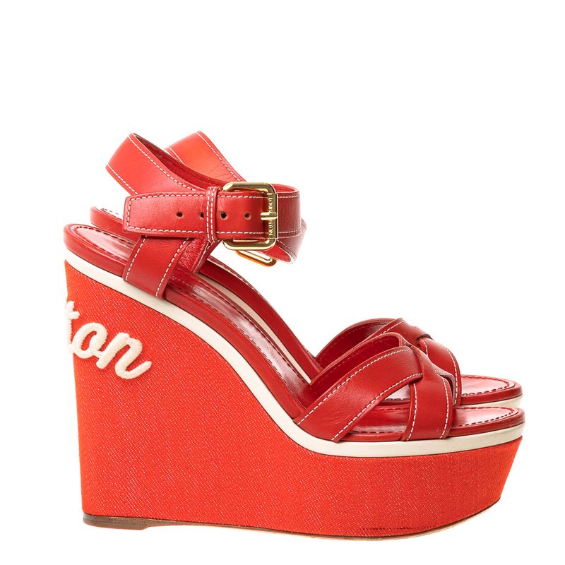 Sandalia-Anabela-Louis-Vuitton-Couro-Vermelho