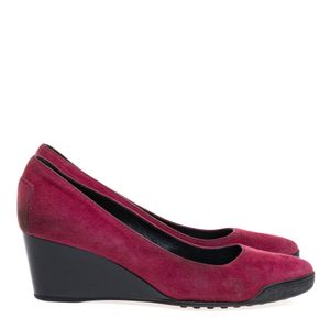 Sapato Tods Camurça Vinho Salto Anabela