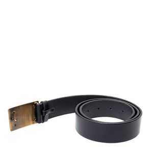 Cinto Dolce & Gabbana Couro Preto Fivela Retangular Dourada