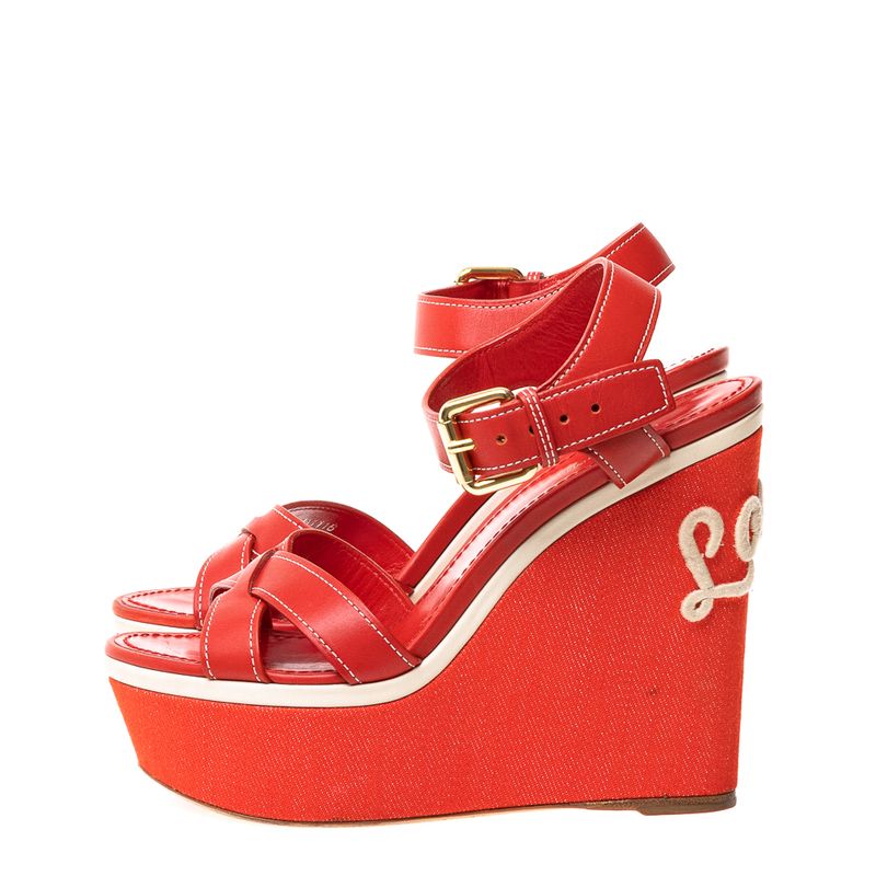 Sandalia-Anabela-Louis-Vuitton-Couro-Vermelho