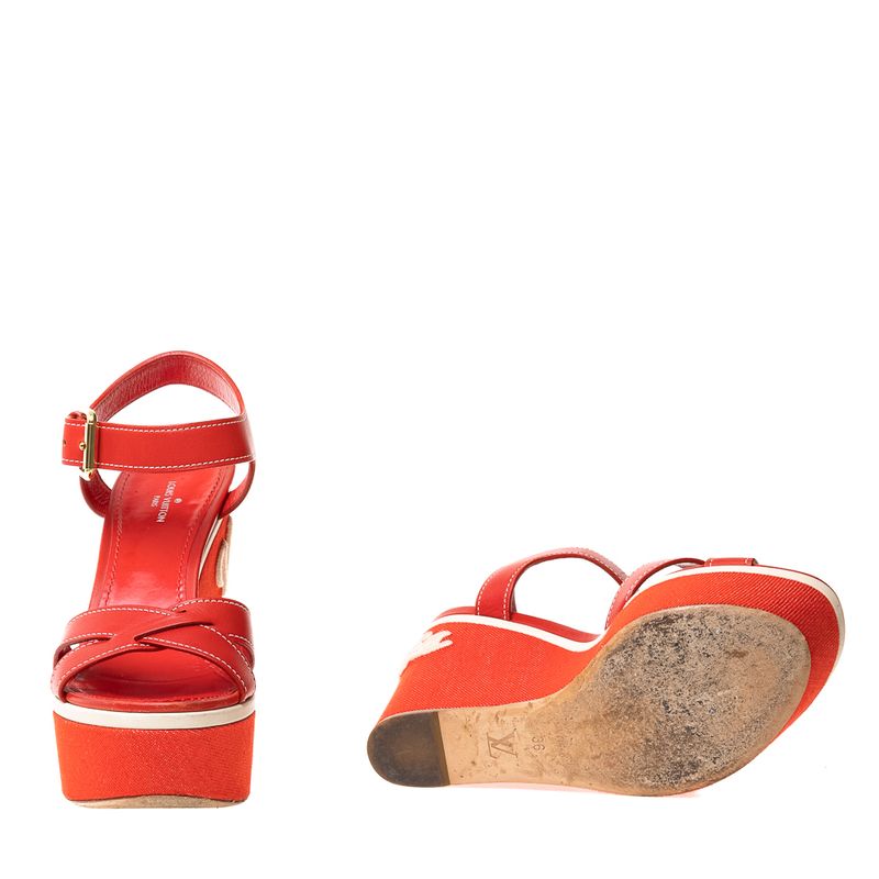 Sandalia-Anabela-Louis-Vuitton-Couro-Vermelho