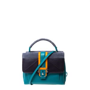 Bolsa Paula Cademartori Couro e Camurça Verde e Azul