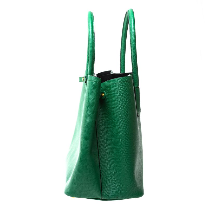Bolsa-Prada-Cuir-Double-Grande-Saffiano-Verde