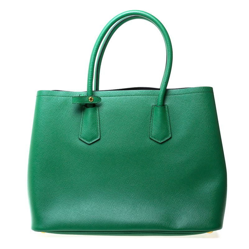 Bolsa-Prada-Cuir-Double-Grande-Saffiano-Verde
