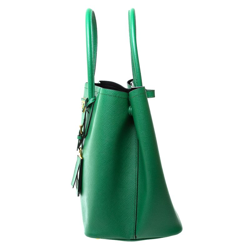 Bolsa-Prada-Cuir-Double-Grande-Saffiano-Verde